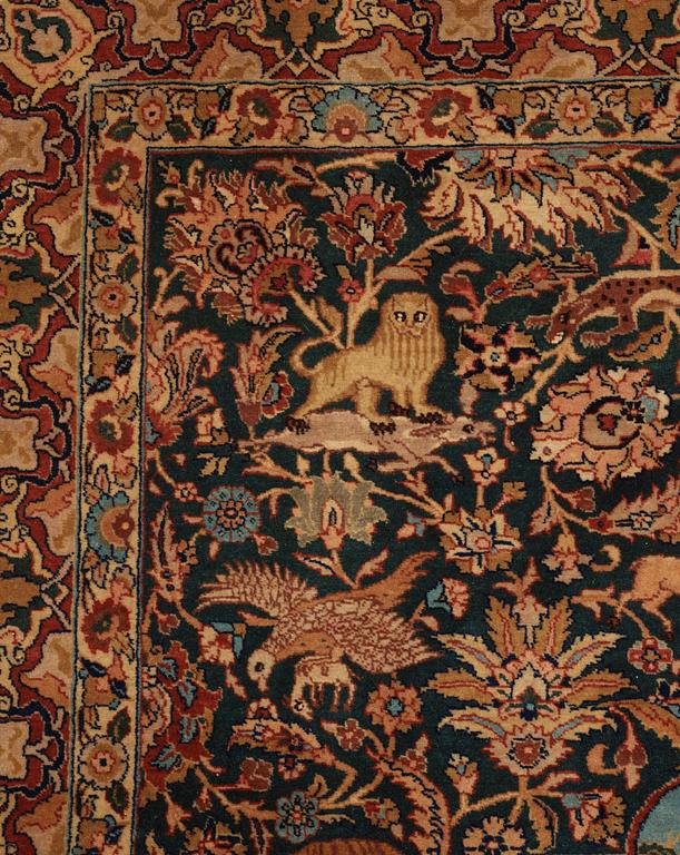 A semi-antique pictoral Tabriz rug, c. 216.5 x 145 cm.