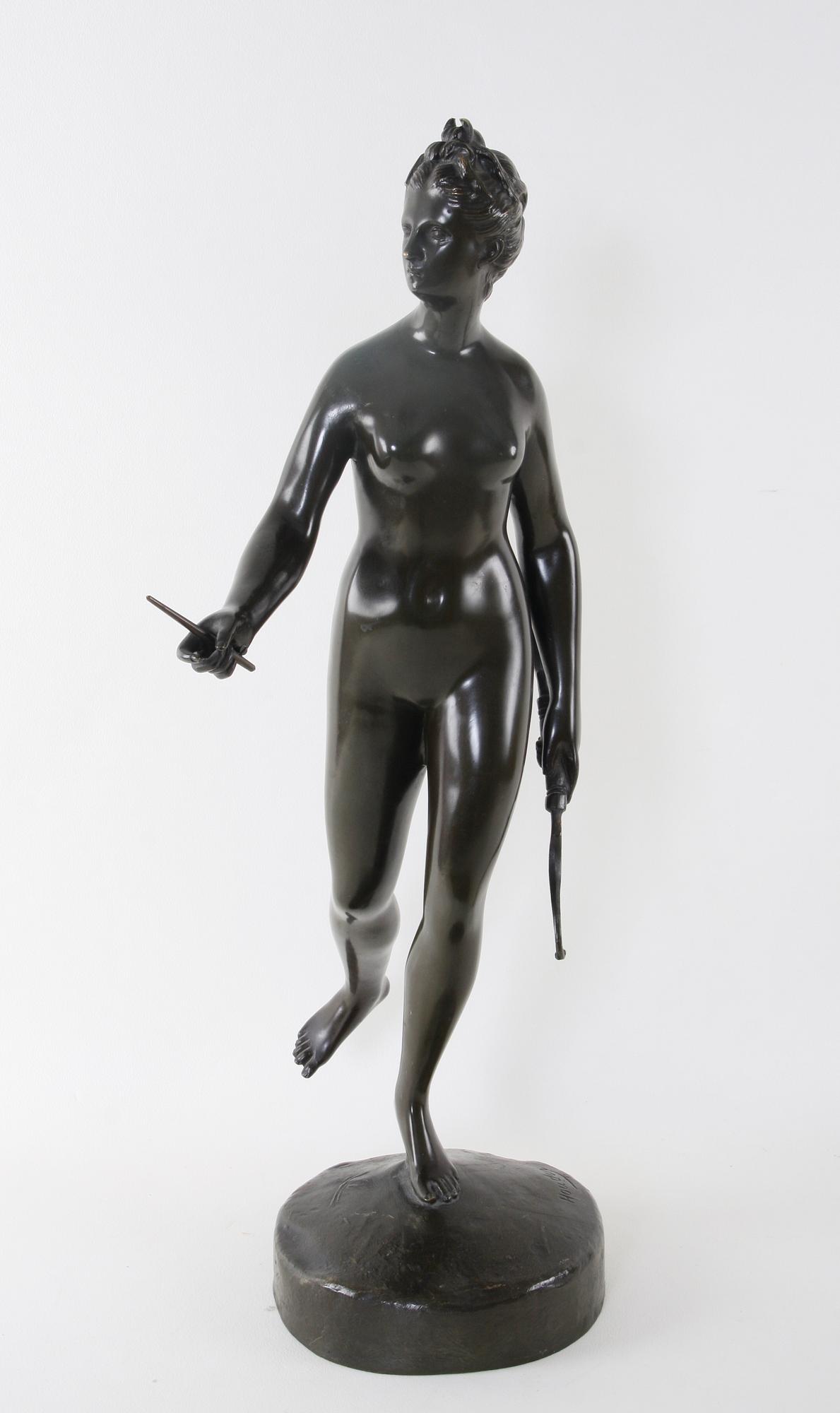 JEAN-ANTOINE HOUDON, efter, skulptur, patinerad brons.