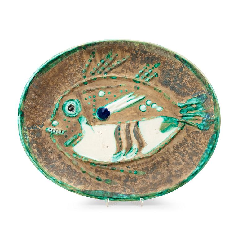 PABLO PICASSO, fat, "Poisson chiné", Madoura, Vallauris, Frankrike 1952.