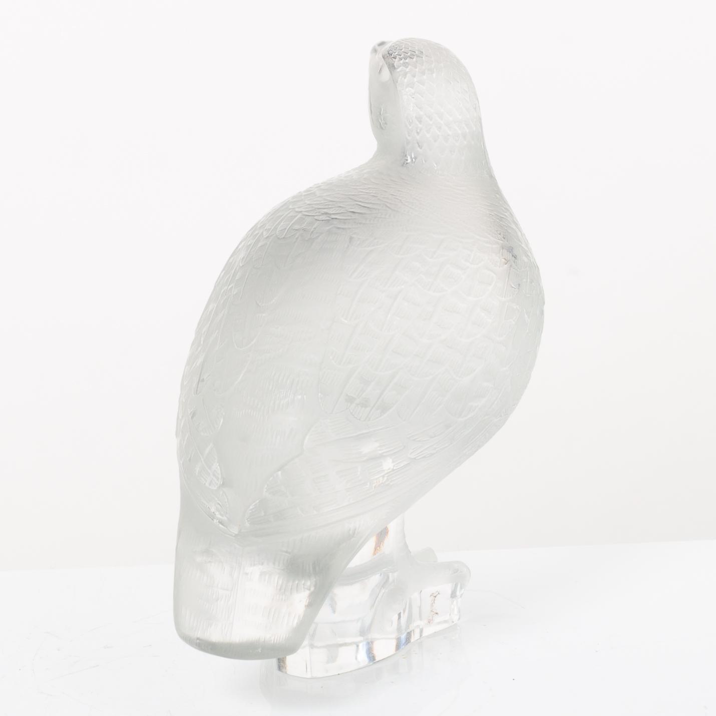 9 glass figurines, Lalique, France.