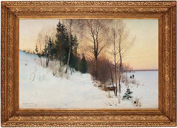 Carl Johansson, Winter landscape with fishermen.