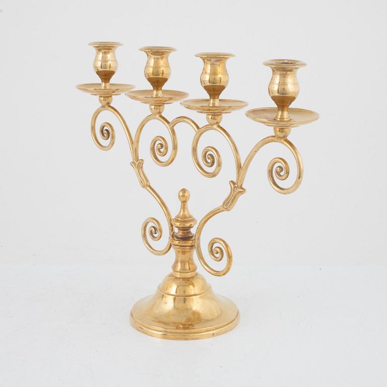 A brass candelabra, Skultuna Messingsbruk, Sweden, 1989.