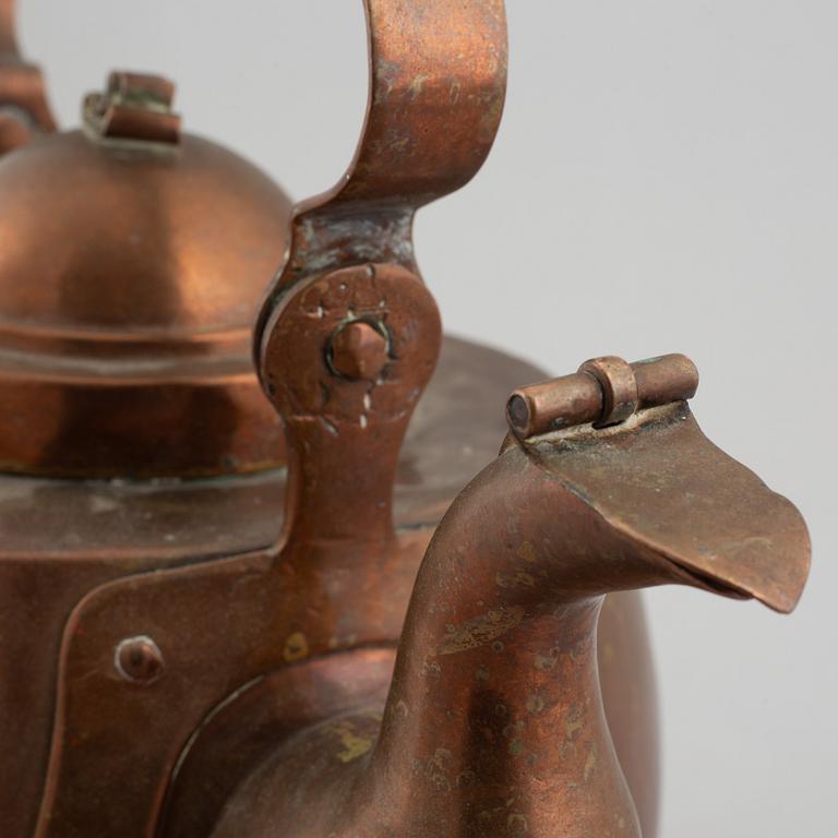 A copper coffee pot, 19th Century.