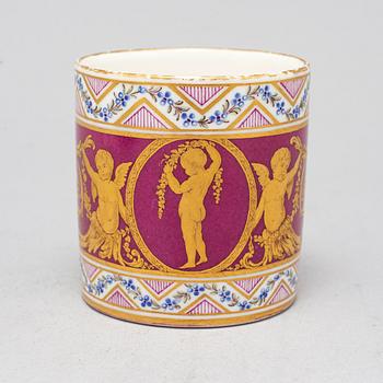 A French cup and saucer, 19th century, with a Sevre like mark.