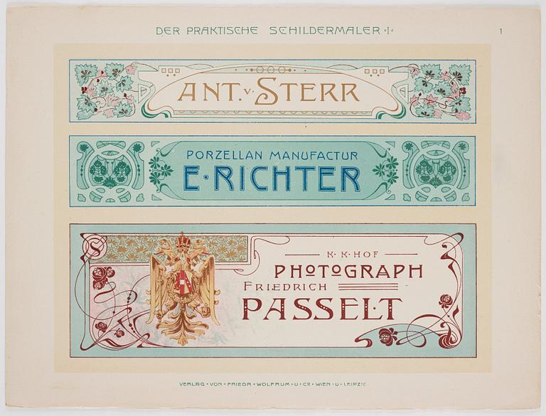 Tre planschverk, "Neue Schriften und Firmenschilder", "Der Praktische Schildmaler" och "Der Praktische Decorationsmaler".