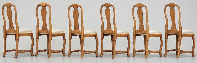 STOLAR, 6 st, rokoko, provins, 1700-talets andra hälft.