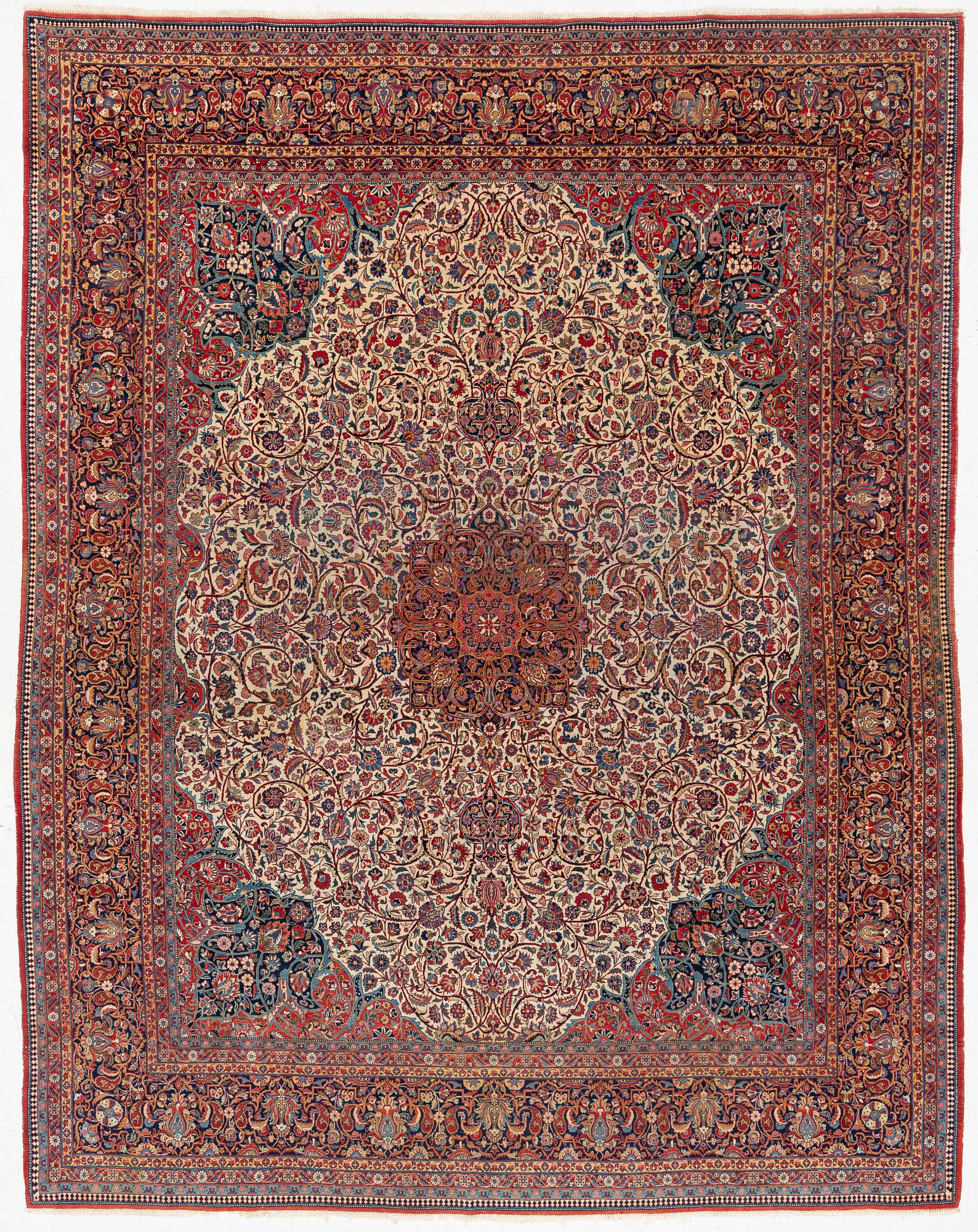 An antique Kashan Dabir carpet, c. 404 x 312 cm.