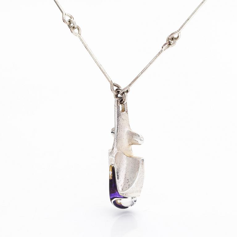 Björn Weckström, a sterling silver and acrylic nacklace 'Iguana' for Lapponia 1974.