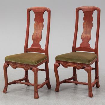 A pair of late Baroque chairs, mid 18th Century.