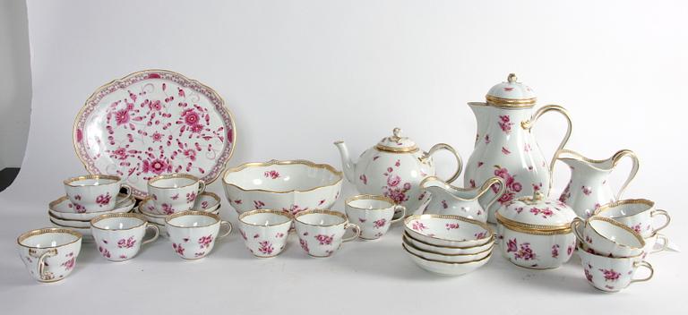 KAFFESERVIS, 17 delar, porslin, Meissen.