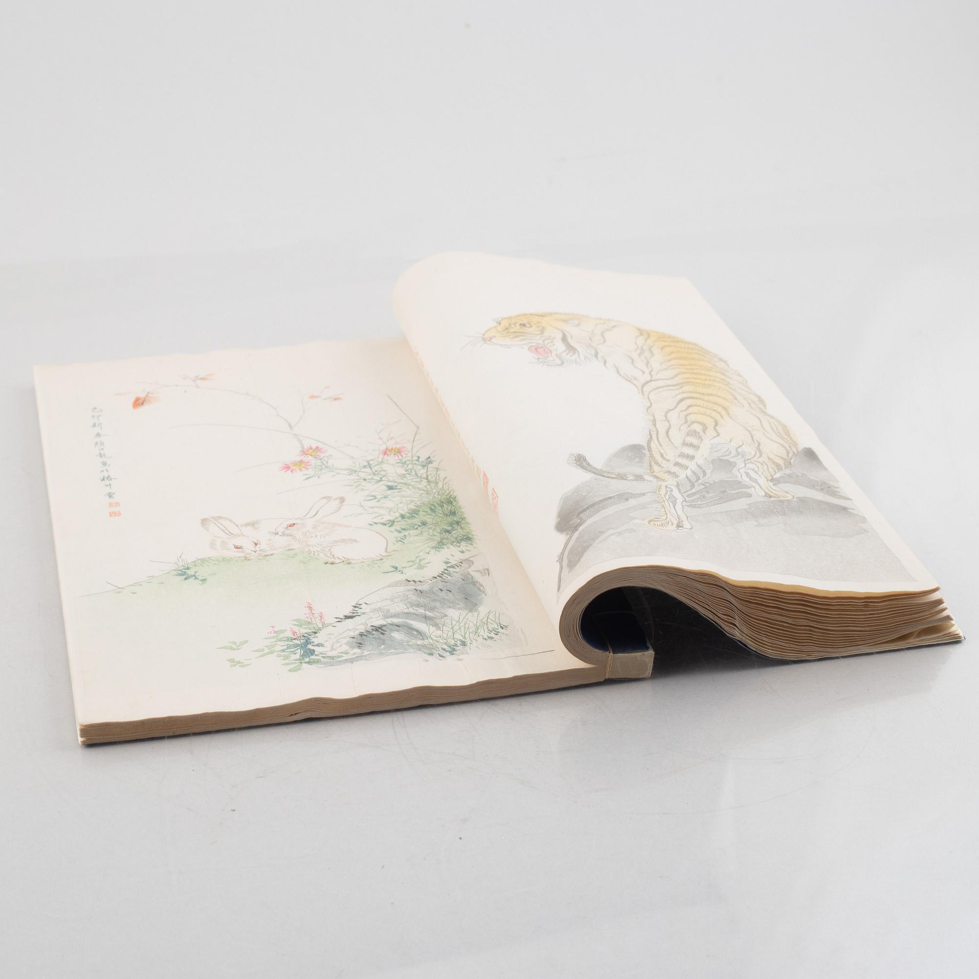 Books with woodblock prints in colours, "Beiping Rong Bao Zhai Shi Jian Pu, Beijing 1952.
