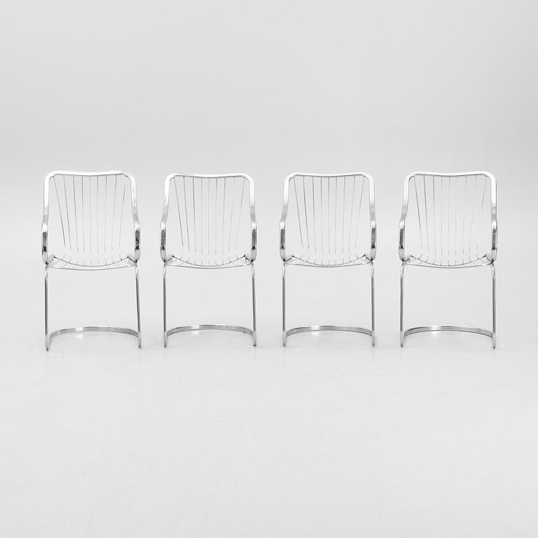 Willy Rizzo, a set of four armchairs, Cidue, Italy 1970s-80s.