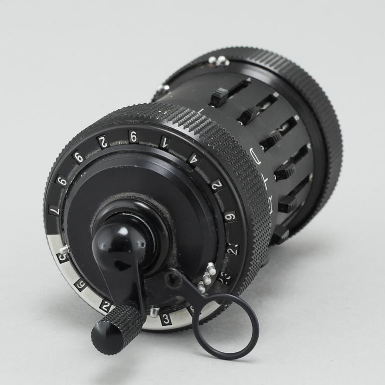 A "Curta Type 1", developed by Curt Herzstark,  Contina AG Mauren, approx 1954.