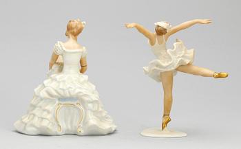 FIGURINER, ett par, porslin, Schaubachkunst, 1900-talets första hälft.