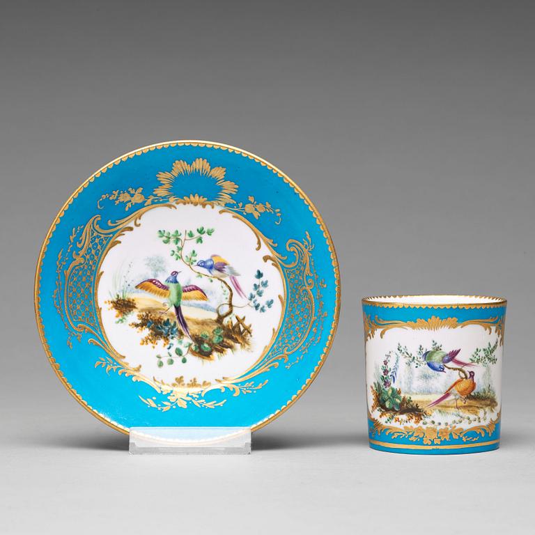 A 'Sèvres' cup and saucer, 18th Century.