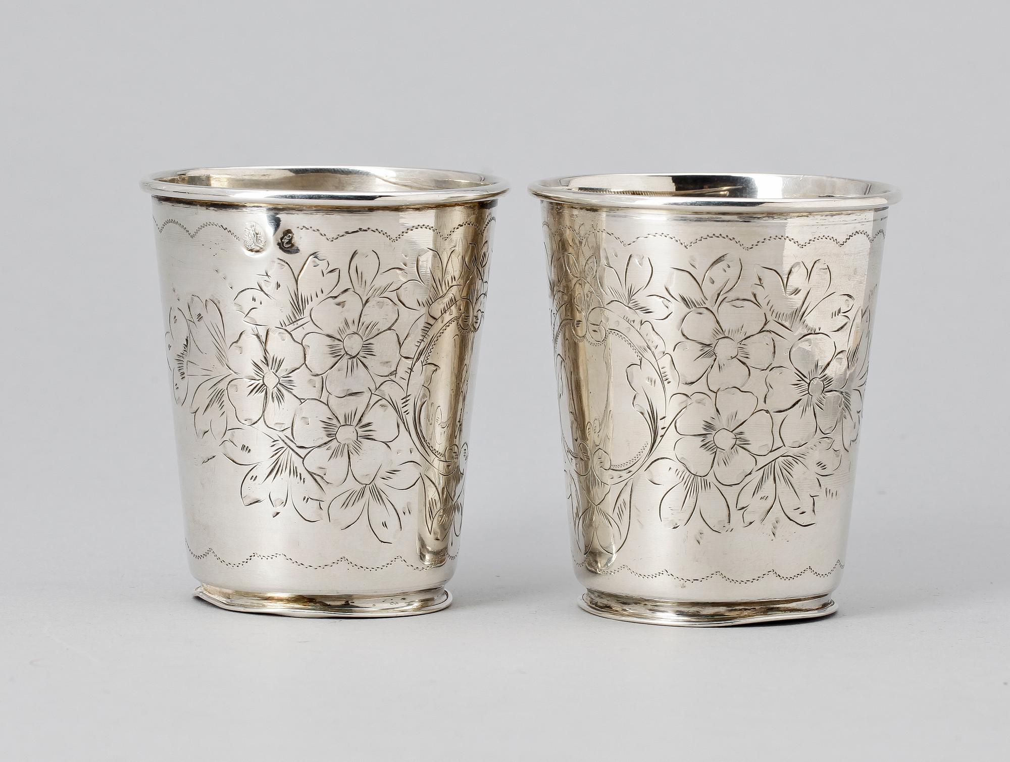 BÄGARE, 2 st, silver, troligen Turkiet. 1900-tal. Tot ca 95 g.