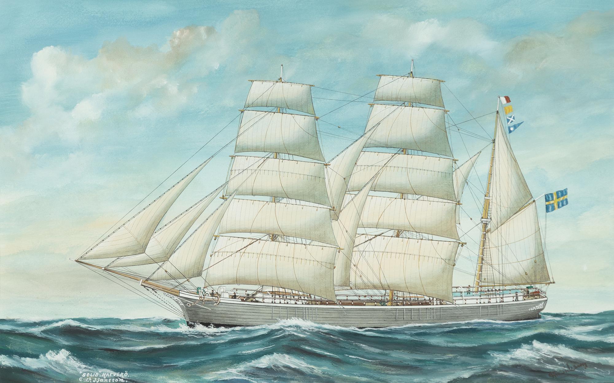 Gustaf Fredriksson, The three-masted barque "Solid" (Captain J. Jansson).