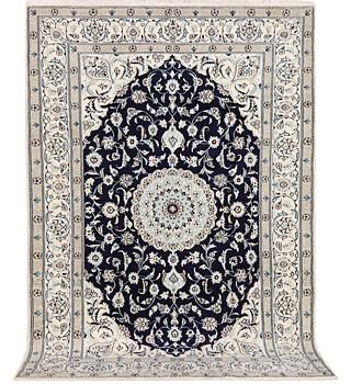 A part silk Nain rug, 9LA, c. 292 x 190 cm.