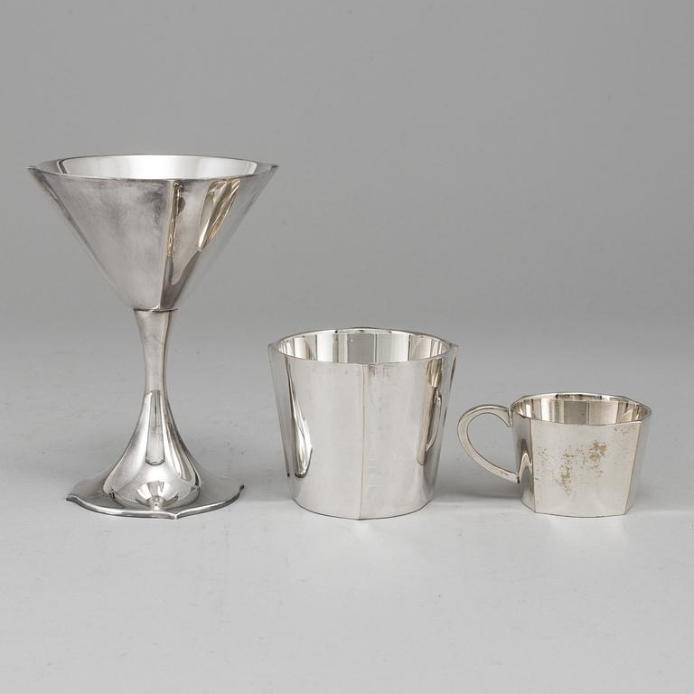 SIGVARD BERNADOTTE, cocktailglas, punschmuggar samt bägare, 36 delar, nysilver, Bernadotte Collection, GAB och Gense.