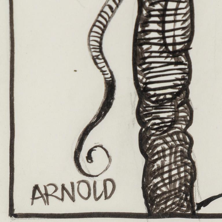 HANS ARNOLD, tusch, signerad.