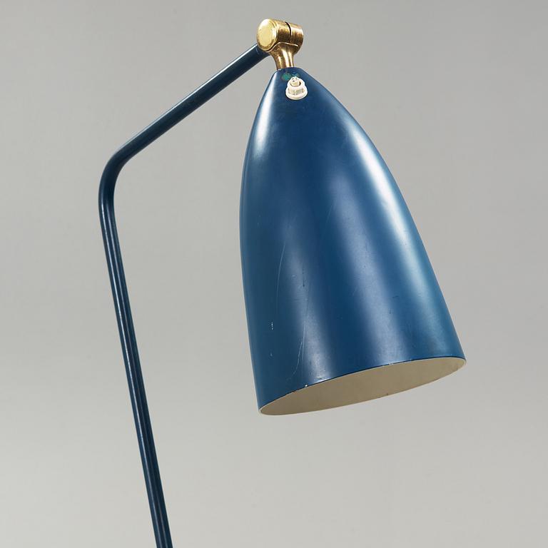 A Greta Magnusson Grossman blue lacquered 'Grasshopper'/G-33 floorlamp, Bergboms Sweden 1950's.