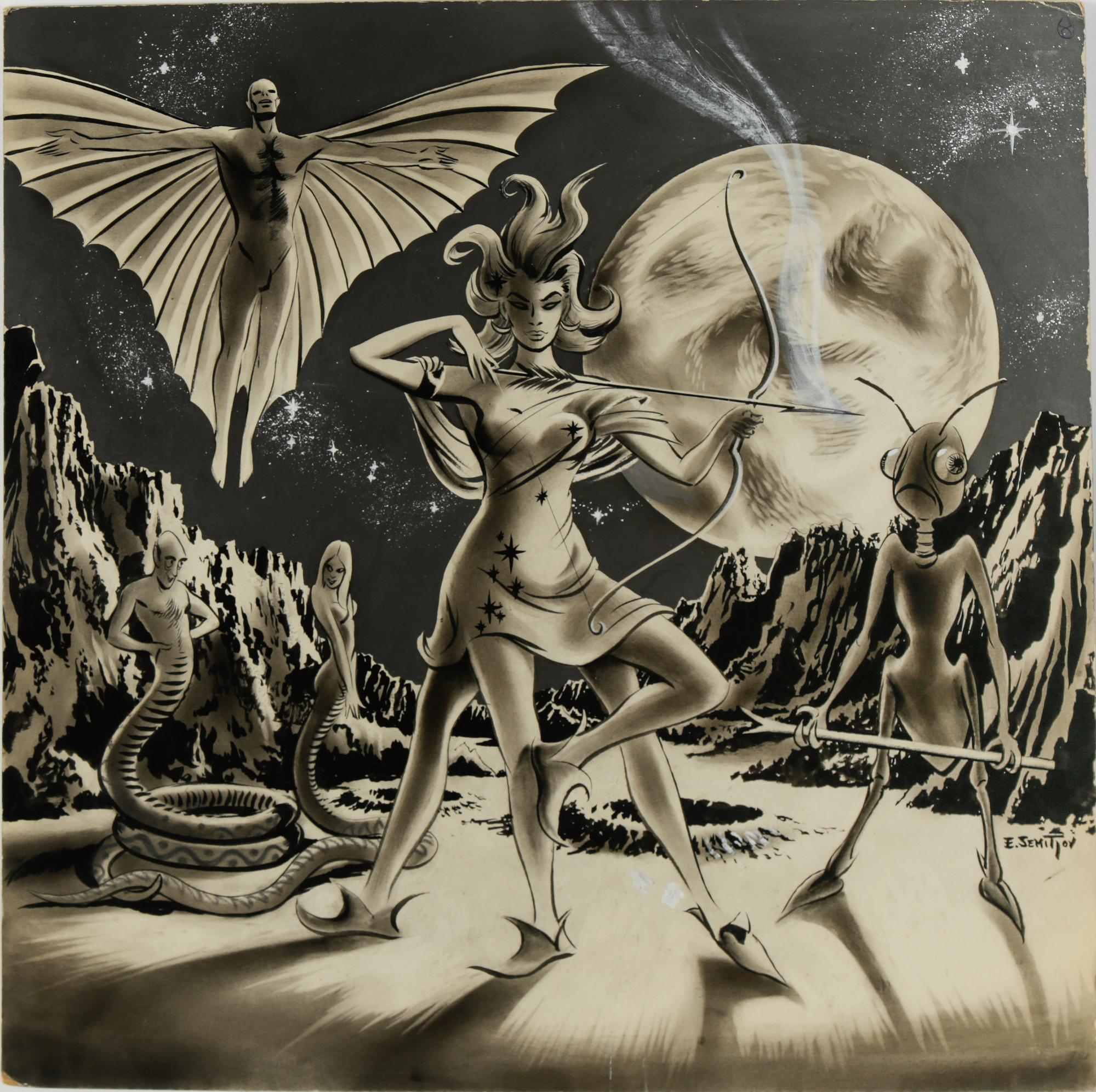 Eugen Semitjov, mixed media, signed.