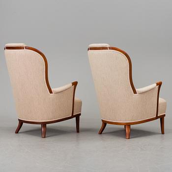 CARL MALMSTEN, fåtöljer, ett par, "Vår Fru", AB OH Sjögren, Tranås.