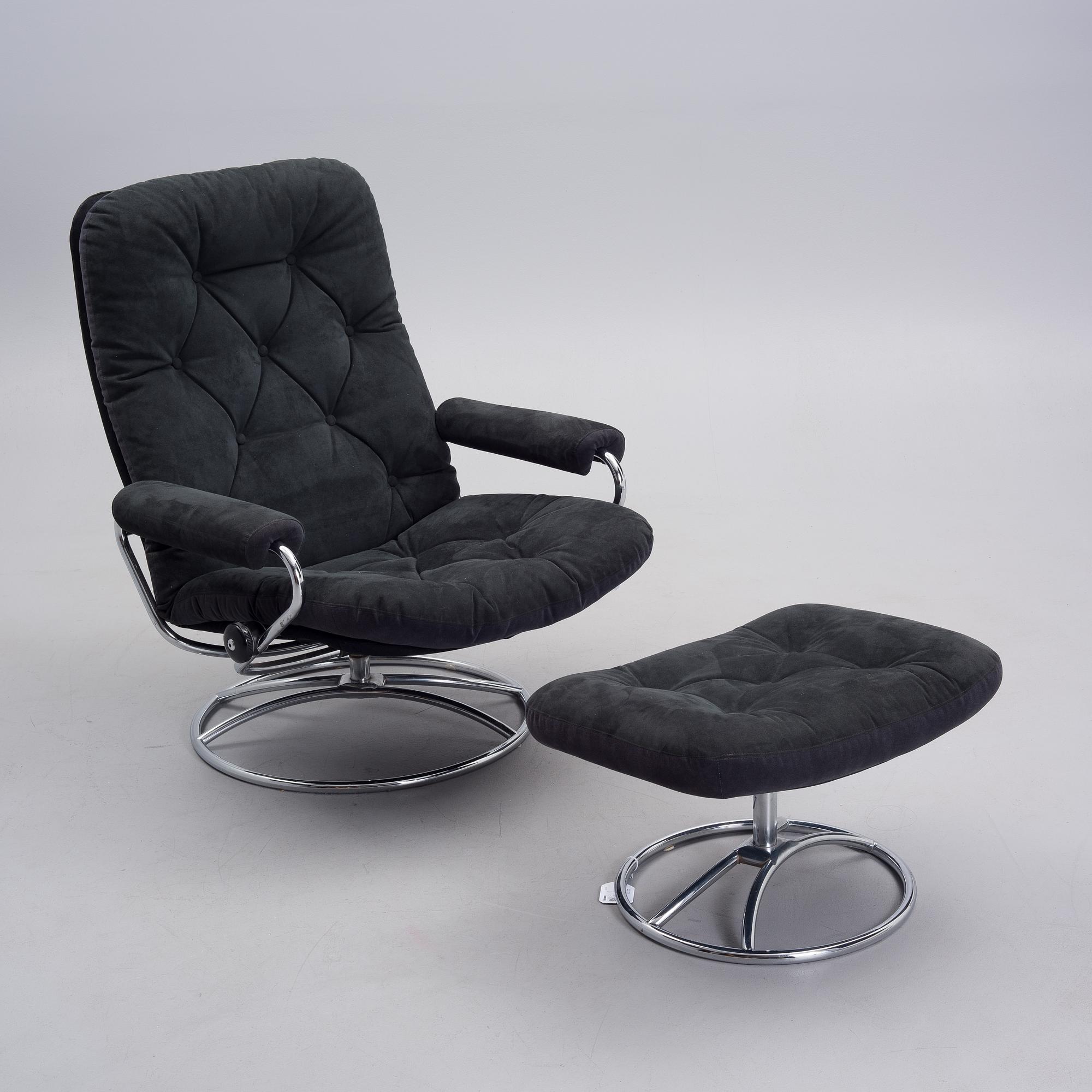 FÅTÖLJ, samt FOTPALL, "Stressless" Jens Ekornes, Ekornes AS Norge, 1970-tal.