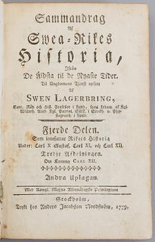 BOK, Sammandrag af Swea Rikes Historia, Sven Lagerbring, Stockholm 1779.