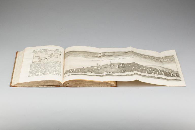BOK, 2 vol i ett band, "Hallandia Antiqua & Hodierna" Jacob Richardsson, Stockholm 1752.