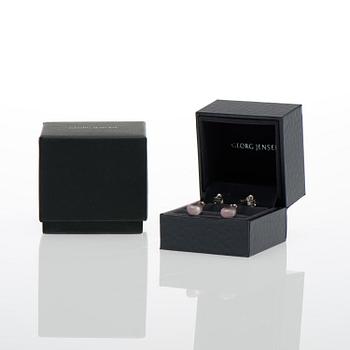 GEORG JENSEN, KORVAKORUT, "Dew drops", ruusukvartsit, hopeaa.