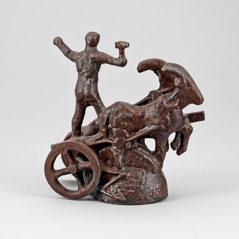 ALLAN EBELING, skulptur, patinerad metall. Sign.