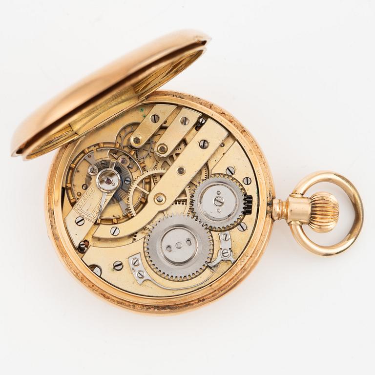 Pocket watch, half hunter, 49,5 mm.