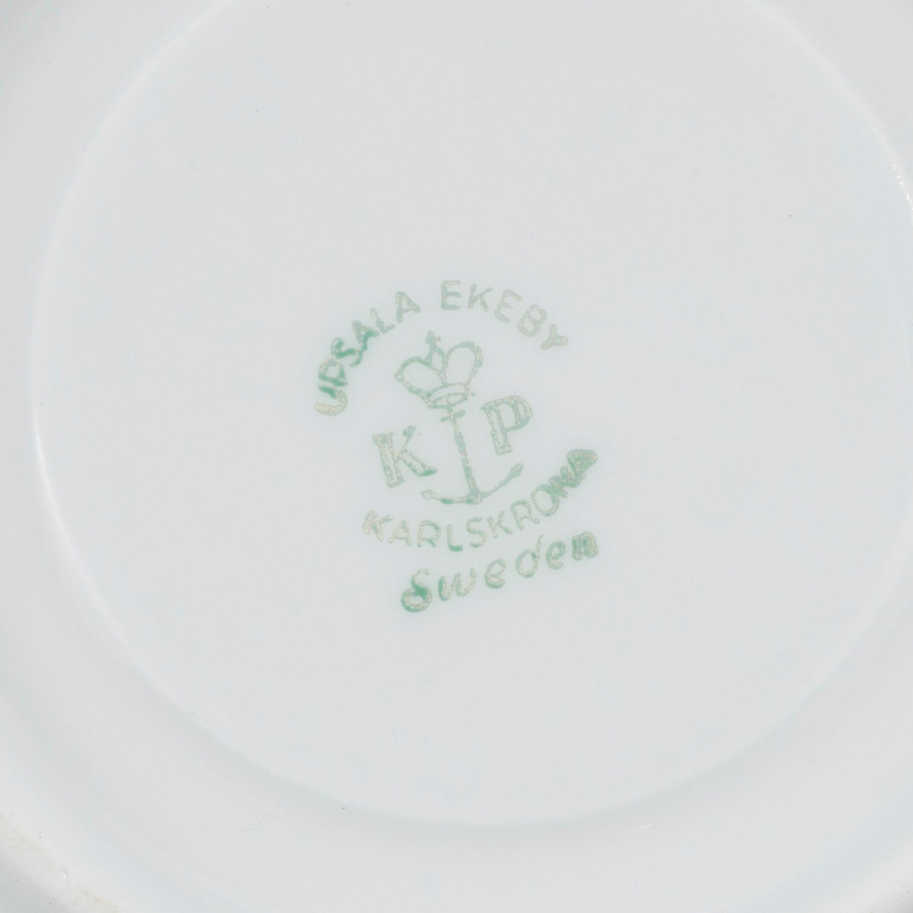 MOCCAKOPPAR, 8 stycken med fat, porslin, Svenska amerikalinjen, Karlskrona porslinsfabrik, 1950-tal.