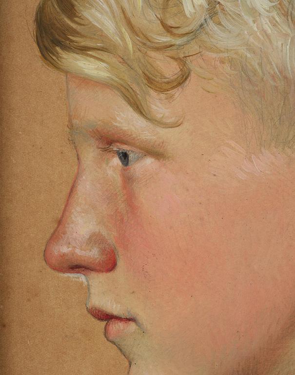 Owe Zerge, Portrait of a boy in profile.