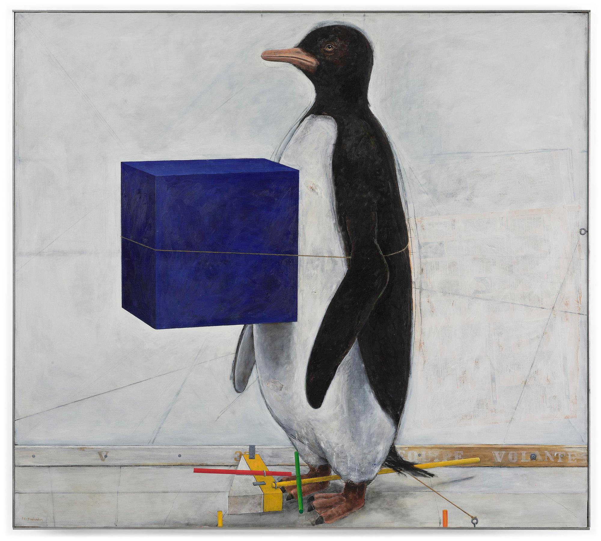 PG Thelander, Penguin with blue box.