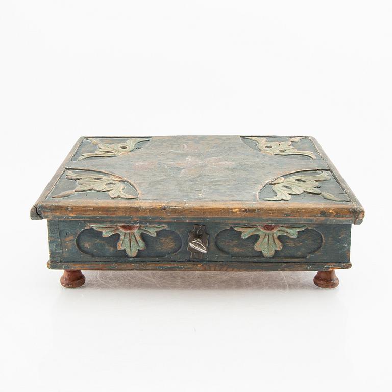 A painted wooden 18th century box.