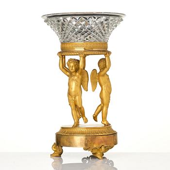 An Empire ormolu and cut glass centerpiece in the mannor of Pierre-François Feuchère, Paris, ca 1820.