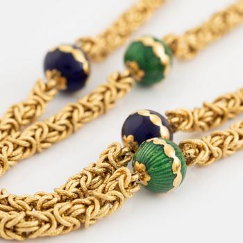 18K gold necklace with enamel.