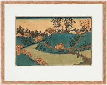 Ando Utagawa Hiroshige, a woodlblock print in colours, mid 19th Century.