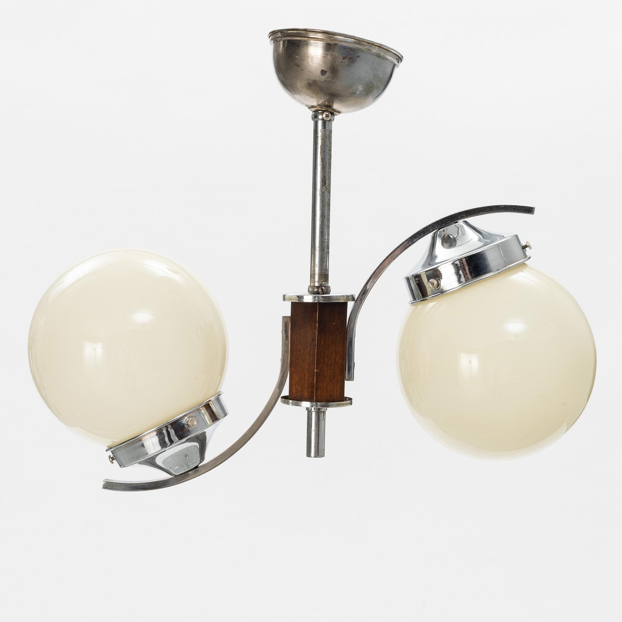 A glass ceiling light, 1930's.