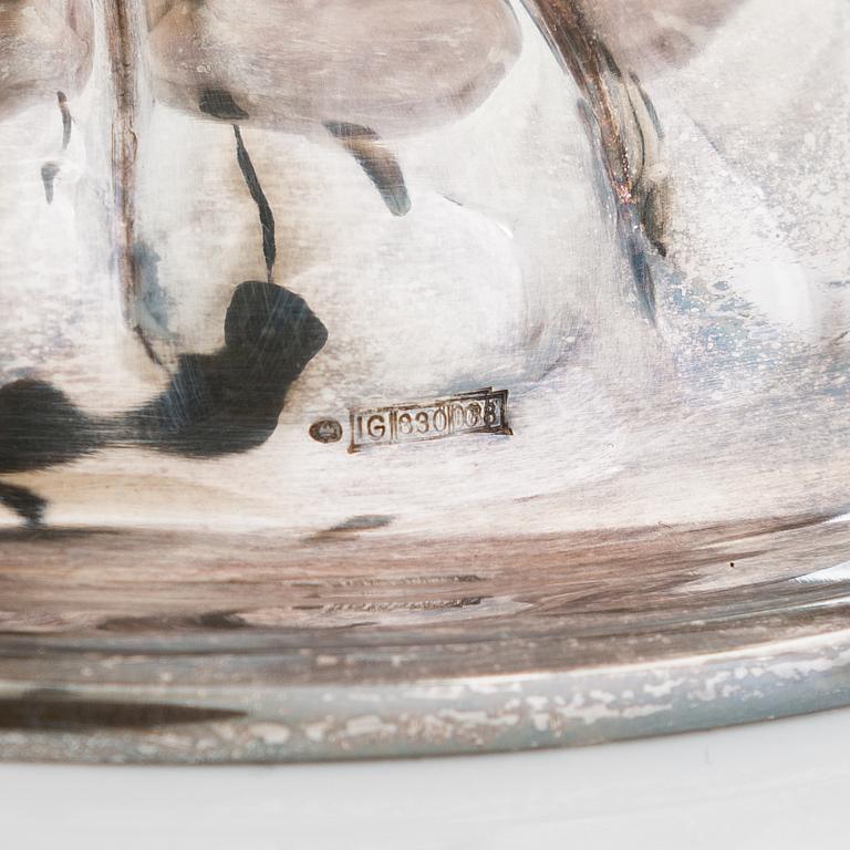 Kaffeservis, 3 dlr, och skål, silver, 1900-talets senare hälft och Åbo 1954.