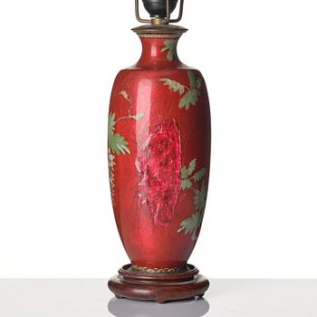 A Japanese enamel vase and lamp, Meiji (1868-1912).