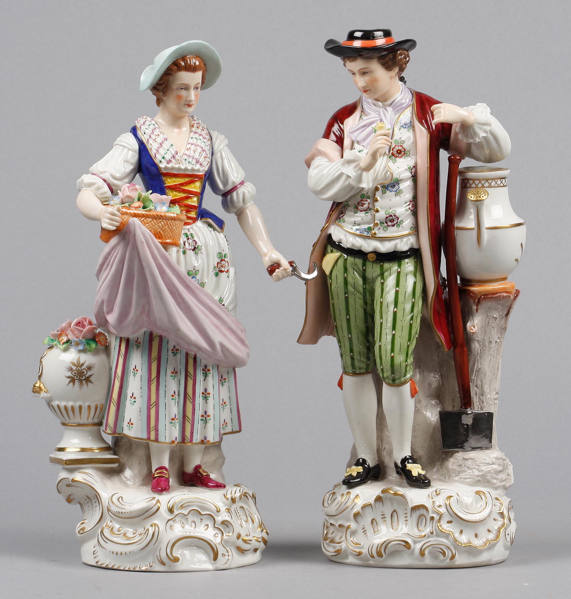 FIGURINER, ett par, porslin, Sitzendorf, sent 1800-tal.