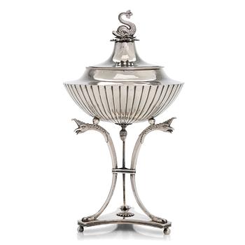 A lidded silver bowl, maker's mark of Erik Albrecht Körsner, Falun, Sweden 1815.