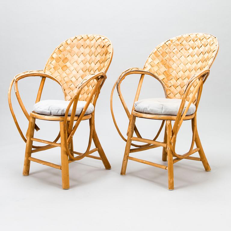 KORGSTOLAR, 2 st, BORD, "Le Corbusier", tillverkare Pascal Raffier Vannerie, Frankrike 1900-talets slut.