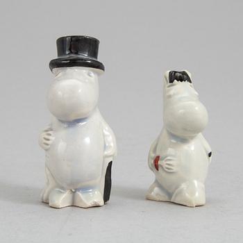 Two ceramic 'Moomin' figurines by Signe Hammarsten-Jansson, 1950's.