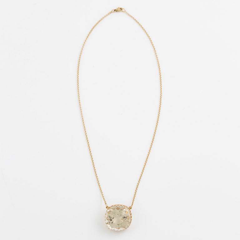 Necklace 18K gold with quartz.