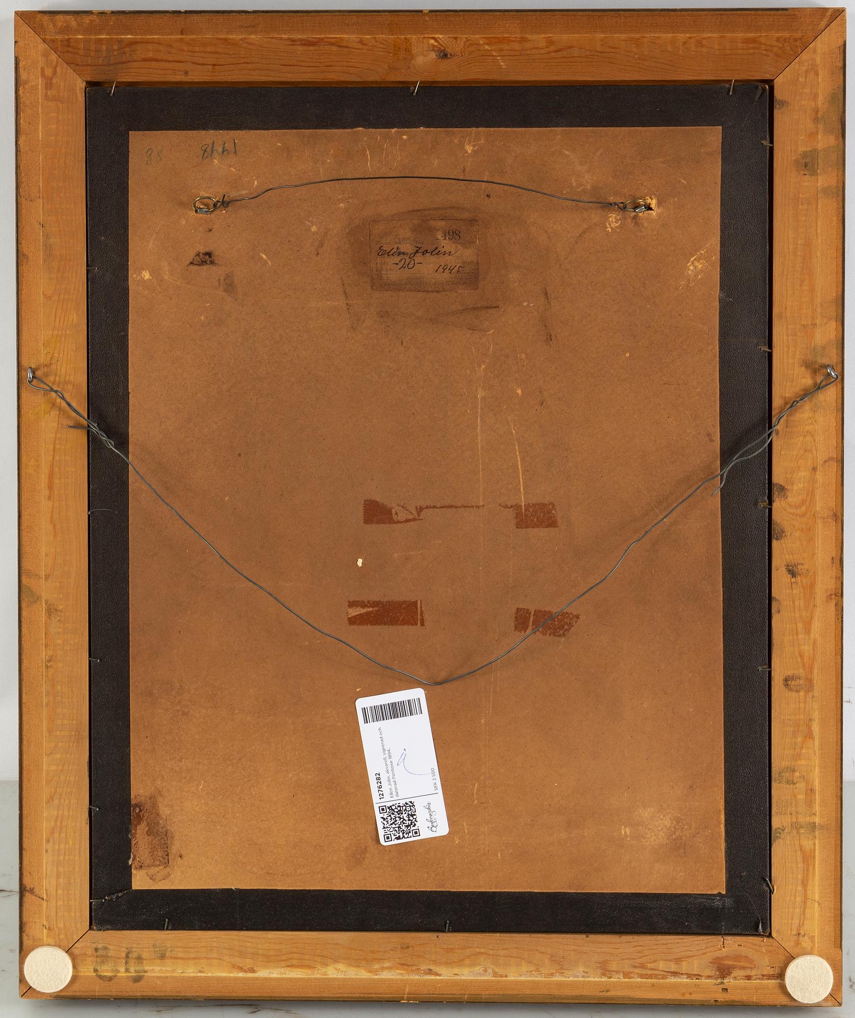 Ellen Jolin, akvarell, signerad och daterad Pontoise 1894.