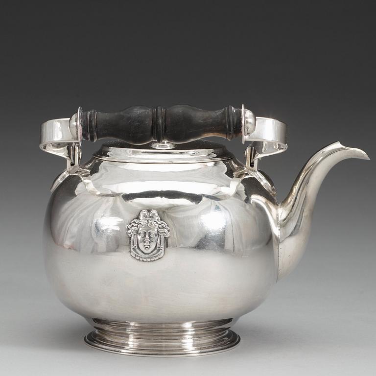 A Swedish 18th century parcel-gilt tea-pot, marks of Gustaf Stafhell d.ä., Stockholm 1739.